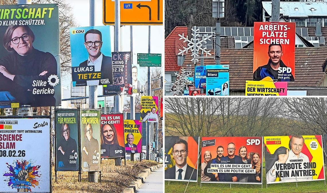 Die Wahlplakate hängen längst überall im Land. Teils wird auf ihnen auch auf Erst- und Zweitstimme hingewiesen.