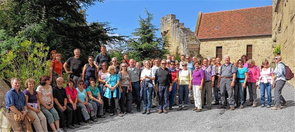 Die Wandergruppe erkundet die Region rund um den Ort und die Burg Neipperg und erfährt unterwegs manches interessante Detail über Geschichte und Geologie der Gegend.