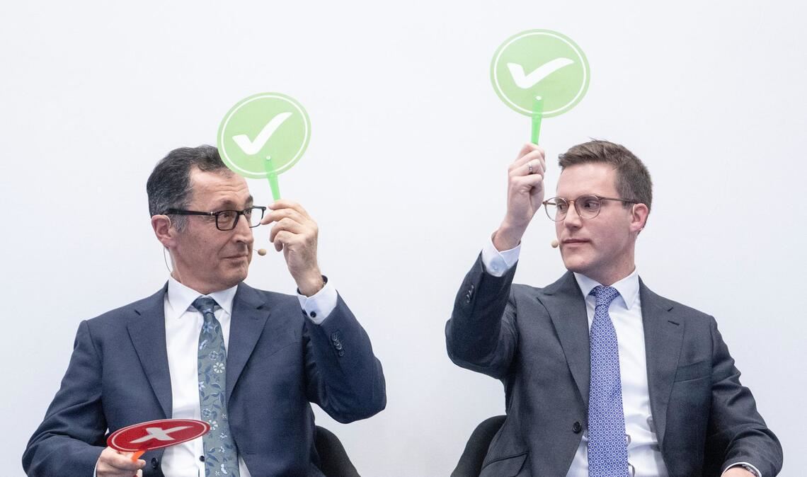 Die Zeichen auf Grün. Beim Thema Legalplanung beispielsweise sind sich die Spitzenkandidaten Cem Özdemir (Grüne) und Manuel Hagel (CDU) einig.