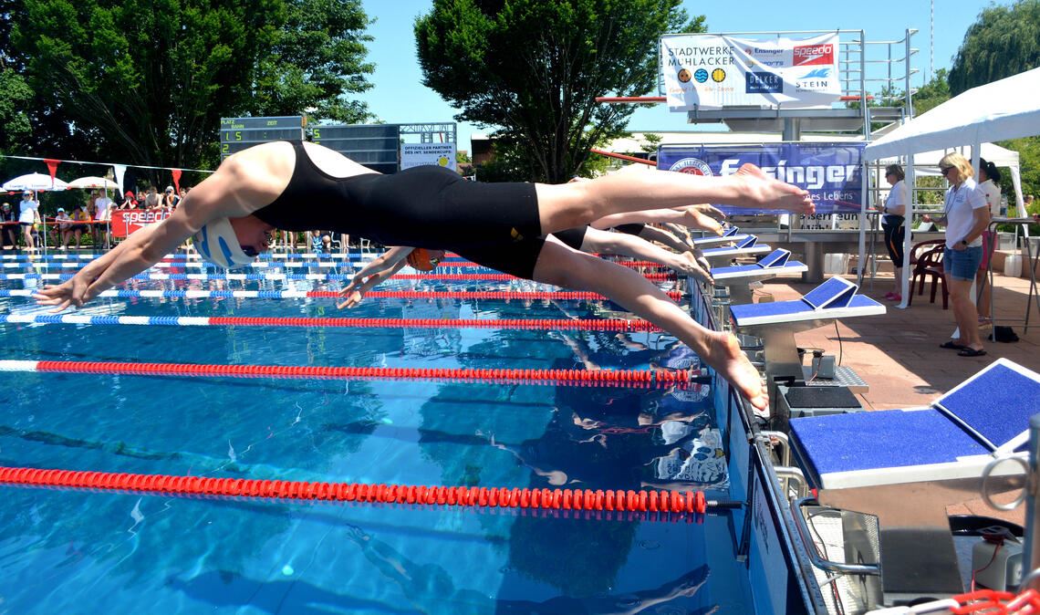 Die Zuschauer sehen im Mühlacker Freibad rund 2400 Starts an zwei Tagen und feuerten die Schwimmerinnen und Schwimmer vom Beckenrand aus an. 