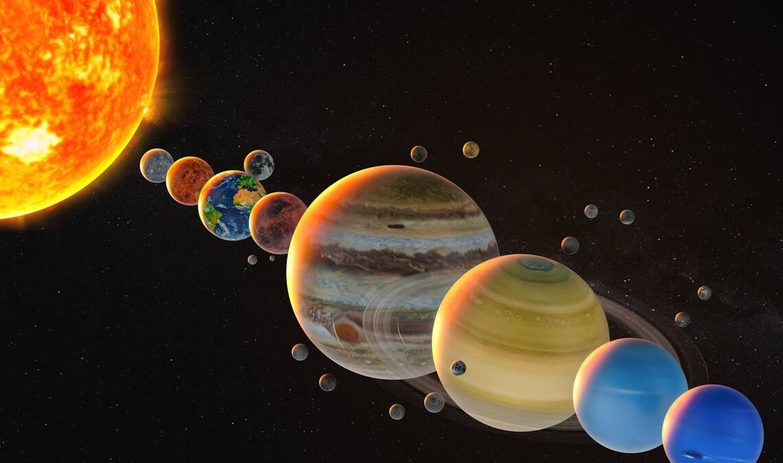 Die acht Planeten unseres Sonnensystems.