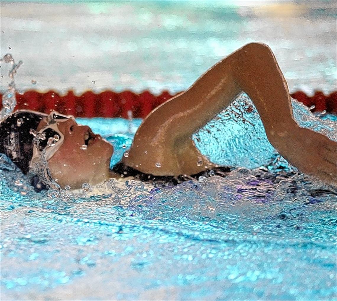 Die achtjährige Finja Maurer holt im Jahrgang 2005 Silber über 100 Meter Freistil. Foto: Fotomoment