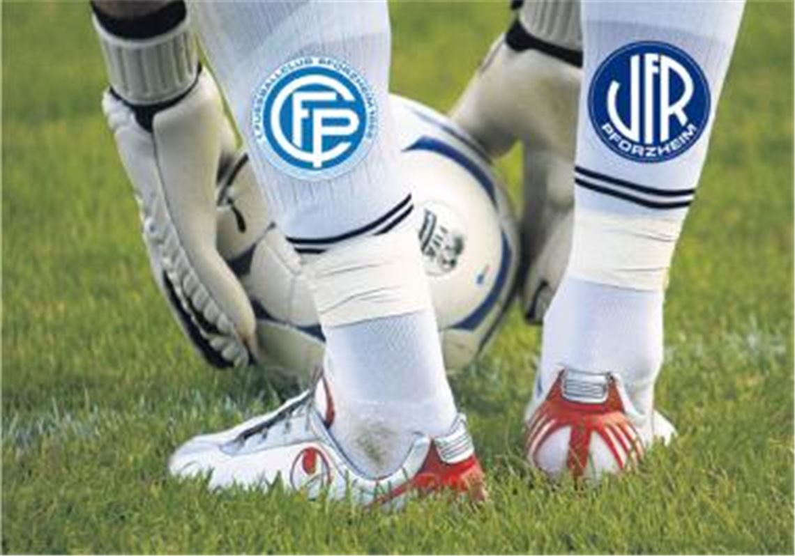 Die beiden Pforzheimer Traditionsvereine legen sich den Ball drei Jahre nach der geplatzten Fusion für einen neuen Anlauf zurecht. Diesmal soll es einen gelungenen Abschluss geben. Noch vor der kommenden Saison wollen VfR und FCP miteinander verschmelzen. Foto: Gössele/Montage: Kühn