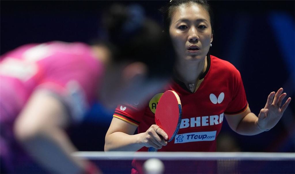 Die deutsche Tischtennis-Nationalspielerin Ying Han im WM-Halbfinale gegen Japan.