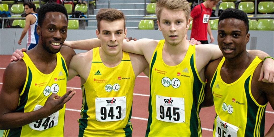 Die erfolgreiche Staffel des LAZ Salamander Kornwestheim-Ludwigsburg mit Israel Ereme, Pascal Beierle, Peter Emmerich und Michael Nager.