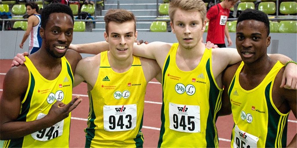 Die erfolgreiche Staffel des LAZ Salamander Kornwestheim-Ludwigsburg mit Israel Ereme, Pascal Beierle, Peter Emmerich und Michael Nager.