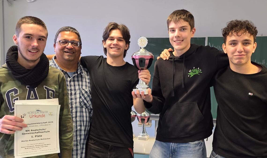 Die erfolgreichen MRS-Schüler mit ihrem Betreuer Carlos João. Foto: privat