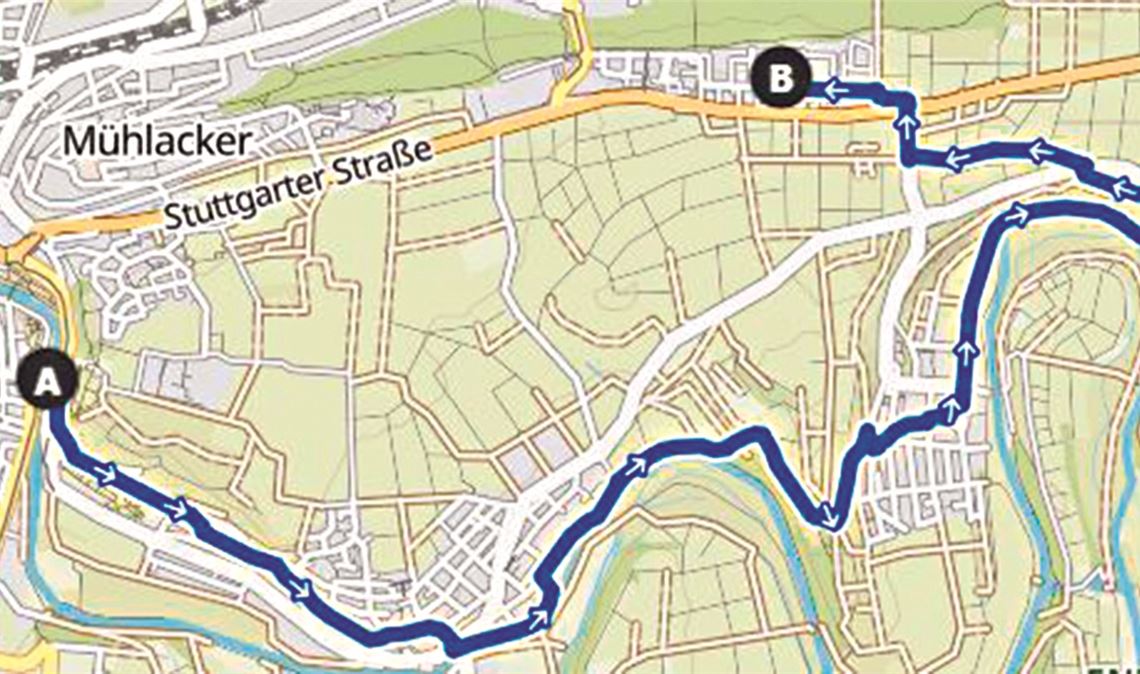 Die fünfte Etappe auf einen Blick.Leaflet | © Komoot | Map data © OpenStreetMap-Mitwirkende
