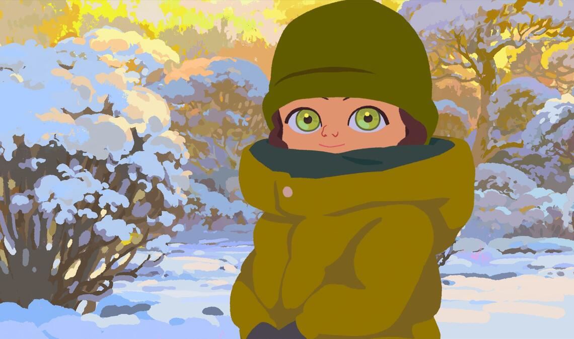 Die kleine Amélie im Schnee – Szenenbild aus dem Kinofilm