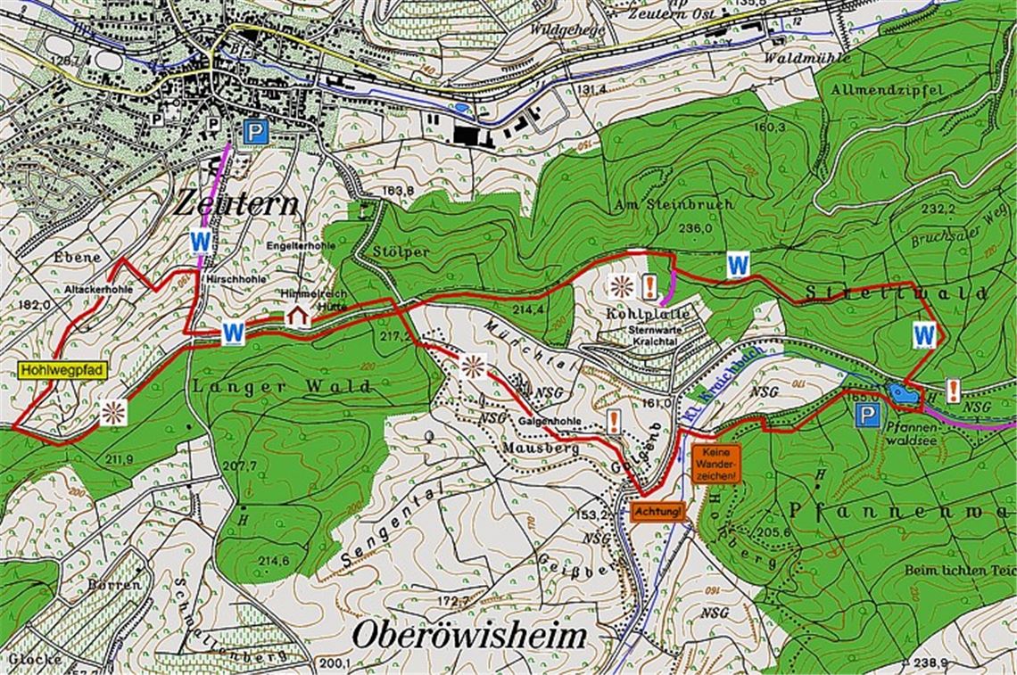 Die neun Kilometer lange Wanderung im Kraichtal bietet mit ihren Hohlwegen einen spannenden Blick in die Vergangenheit. Grundlage für die Route ist die topographische Karte 1:50000 des Landesamts für Geoinformation und Landentwicklung Baden-Württemberg (www.lgl-bw.de).