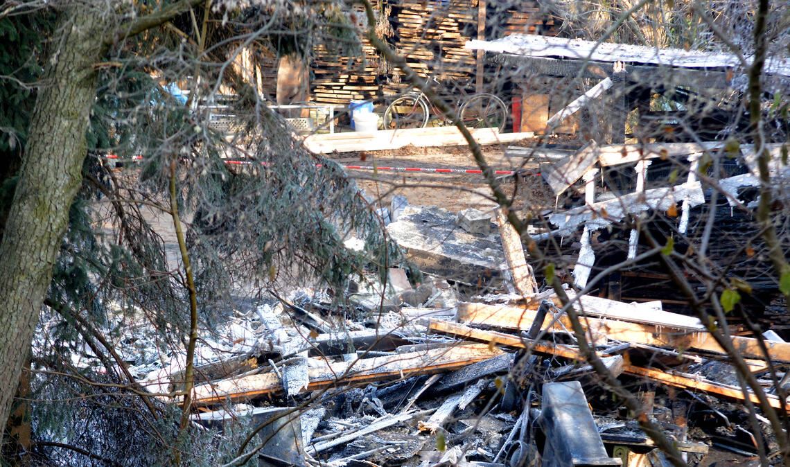 Die zerstörte Schreinerei. Foto: Archiv