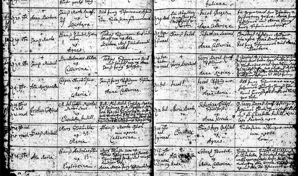 Diese Seite aus dem Wiernsheimer Taufbuch beschrieb der Ortspfarrer Johann Gottfried Nicolai, der im November 1702 einen eigenen Spross eintragen konnte: Sohn Christian Gottfried. Aus ihm sollte selbst ein Pfarrer werden, der in Ötisheim Bedeutung erlangte. Scan: Becker