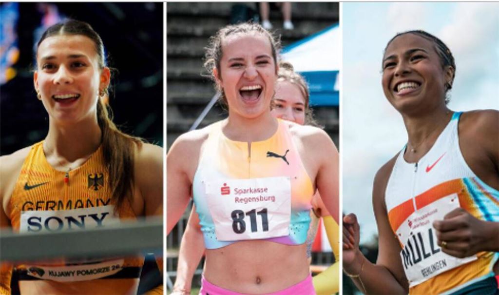 Diese drei Leichtathletinnen aus Stuttgart werden am 13. Juli bei unserem Talkformat „Gespräche im Gottlieb“ zu Gast sein (v.li): Sandrina Sprengel, Rosina Schneider und Laura Raquel Müller.