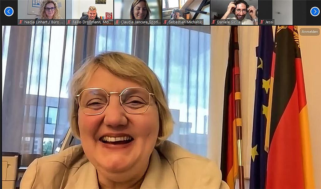 Digitaler Austausch: Katja Mast und etliche Gesprächspartner unterstreichen, wie wichtig Vielfalt und Akzeptanz sind. Screenshot: alig