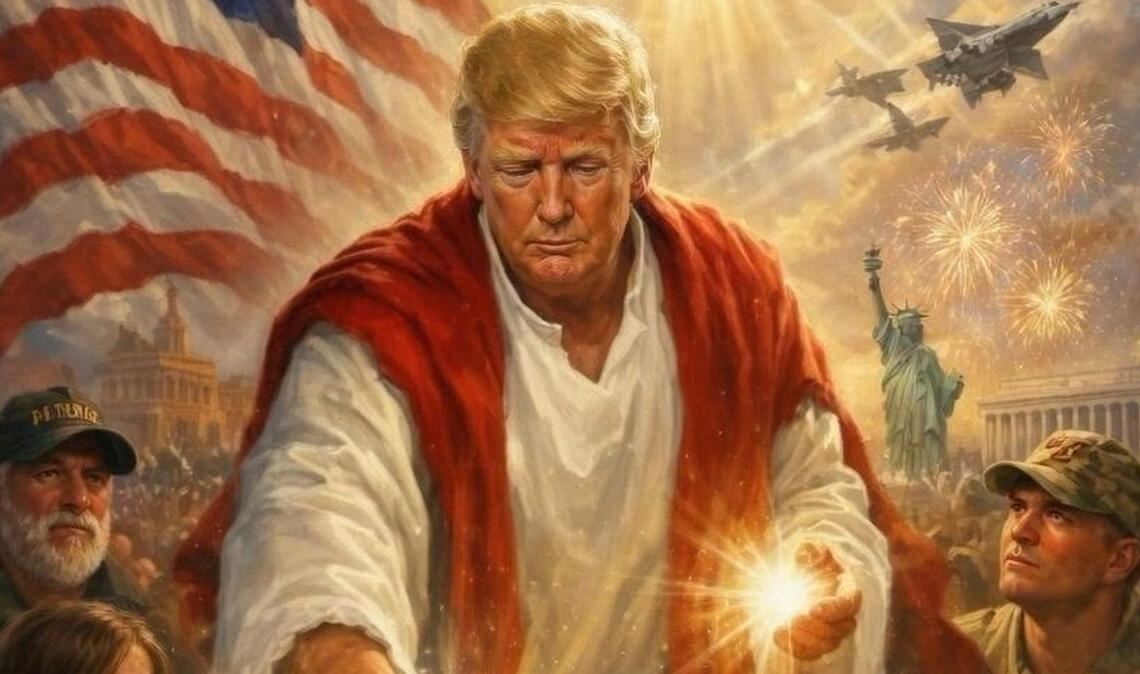 Donald Trump hat ein KI-generiertes Bild auf seinem offiziellen Social-Media-Account bei Truth Social veröffentlicht, das ihn selbst als Personifizierung von Jesus Christus bei der Heilung eines Kranken zeigt.