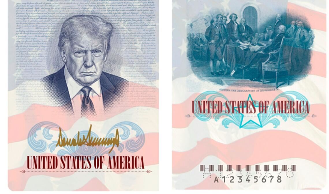 Donald Trump im Pass: Das Abbild des US-Präsidenten wird auf der Innenseite einer Sonderausgabe der amerikanischen Reisedokumente zu sehen sein.