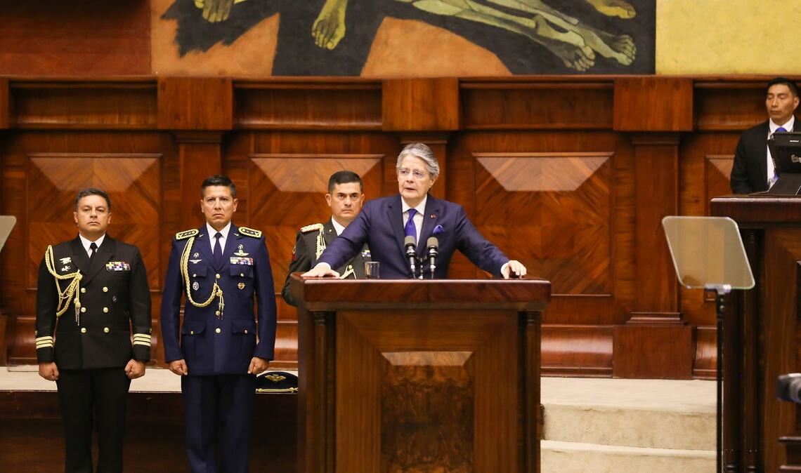 Ecuadors Präsident Guillermo Lasso während einer Sitzung der Nationalversammlung.