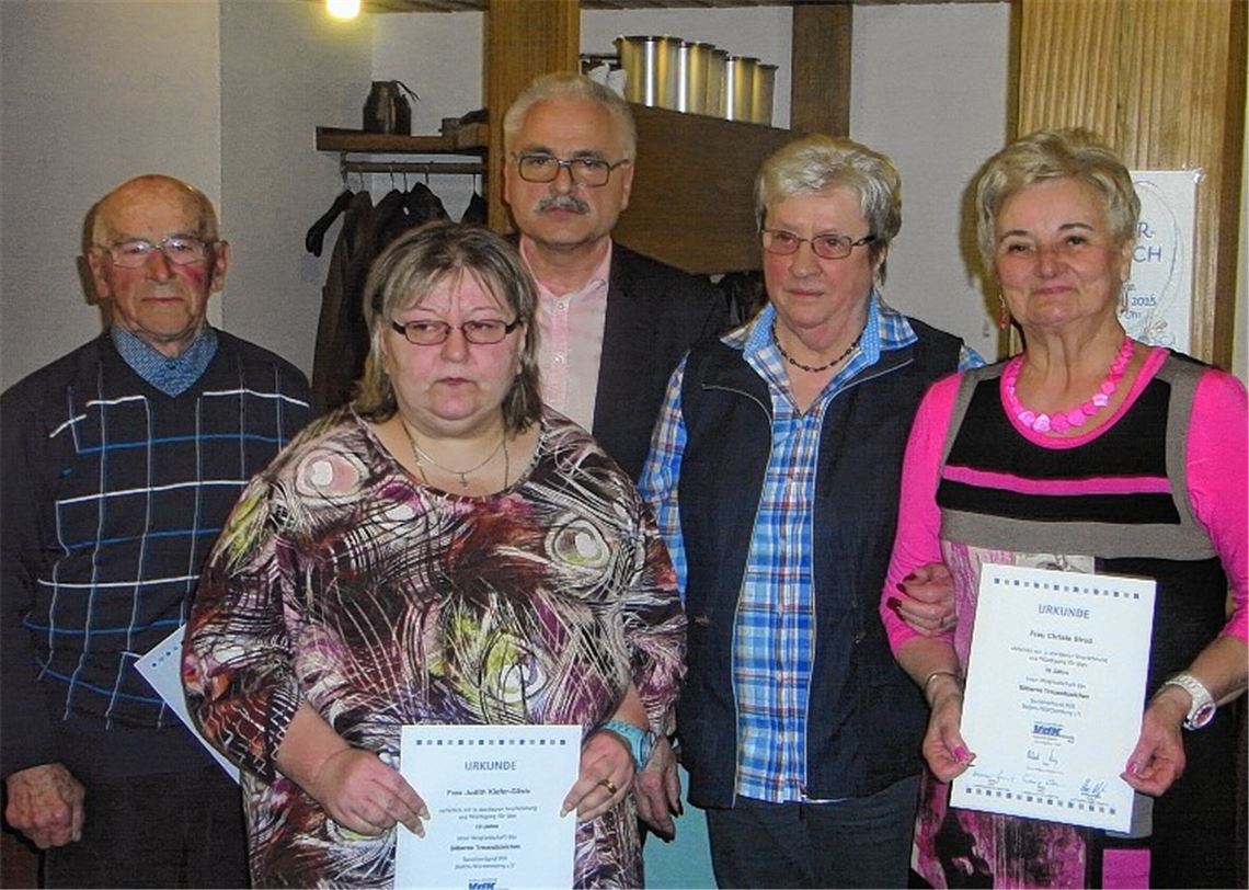 Ehrungen beim VdK-Ortsverband (v. li): Alfred Krauss, Judith Kiefer-Gilsic, Martin Schöneck, Ingrid Benda und Christa Strud.
