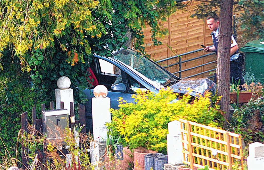 Ein Baum stoppt den Opel.Stahlfeld
