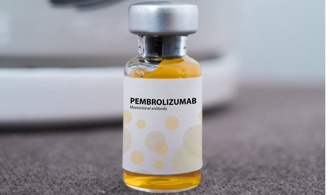 Ein Fläschen des Krebsmedikaments Keytruda, das Pembrolizumab enthält, ein zur Immuntherapie eingesetzten monoklonalen Antikörper.