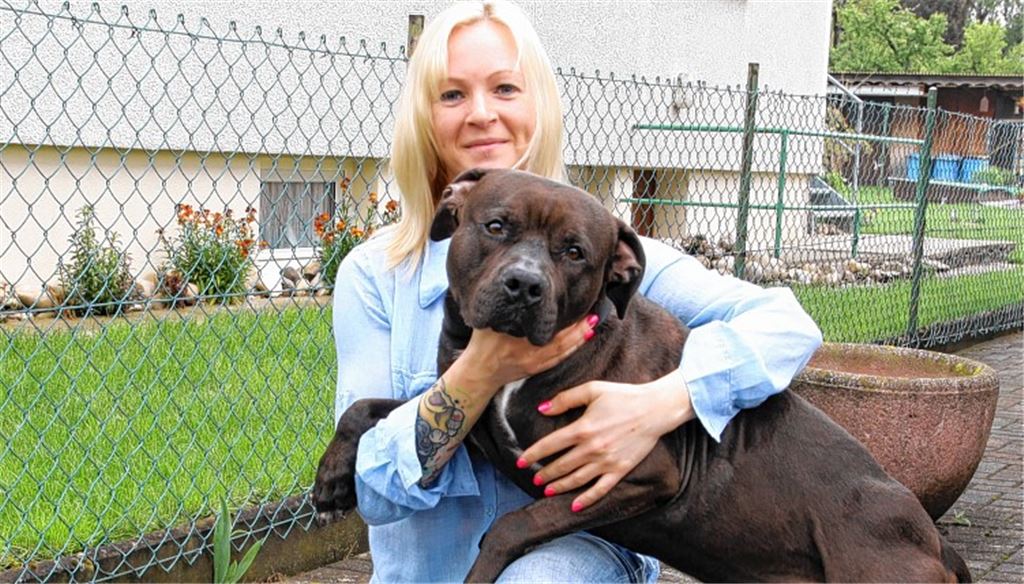 Ein Herz und eine Seele: Nadine Wimmer mit ihrem American-Staffordshire-Terrier „Digger“, der laut Gesetz zu den Kampfhunden zählt.