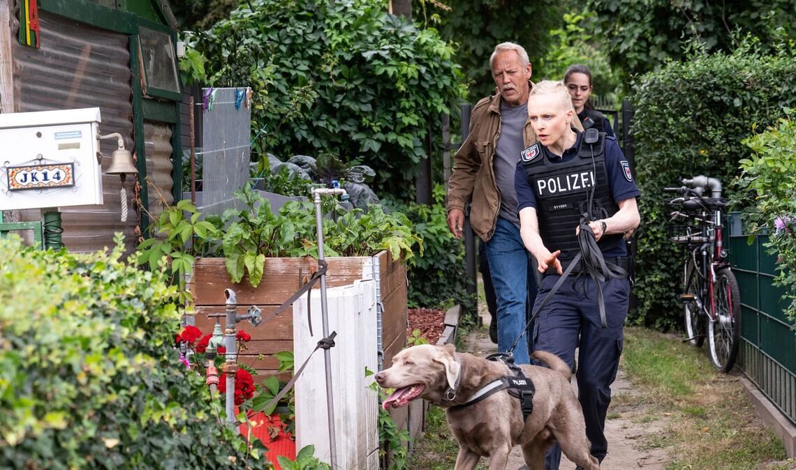 Ein engagierter Hund hilft den Kommissaren Klempke und Rogov bei der Verfolgung eines Tatverdächtigen.