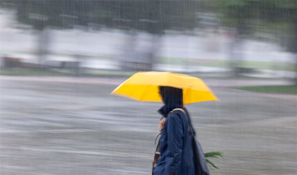 Eine Fußgängerin mit Regenschirm in Stuttgart. (Symbolfoto)