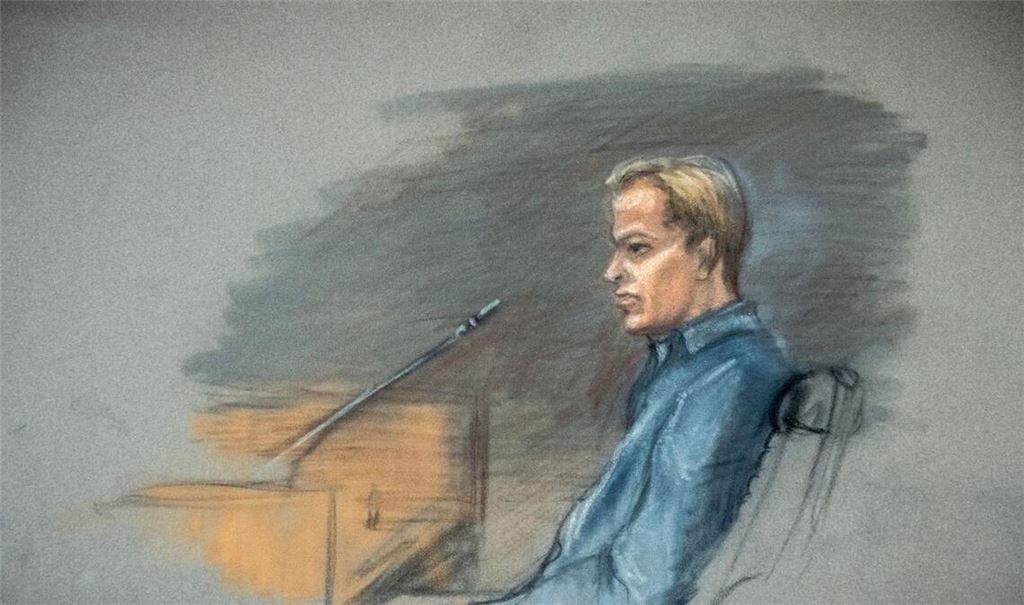 Eine Gerichtszeichnung zeigt den Angeklagten Marius Borg Høiby am driten Tag des Prozesses gegen ihn im Osloer Bezirksgericht.