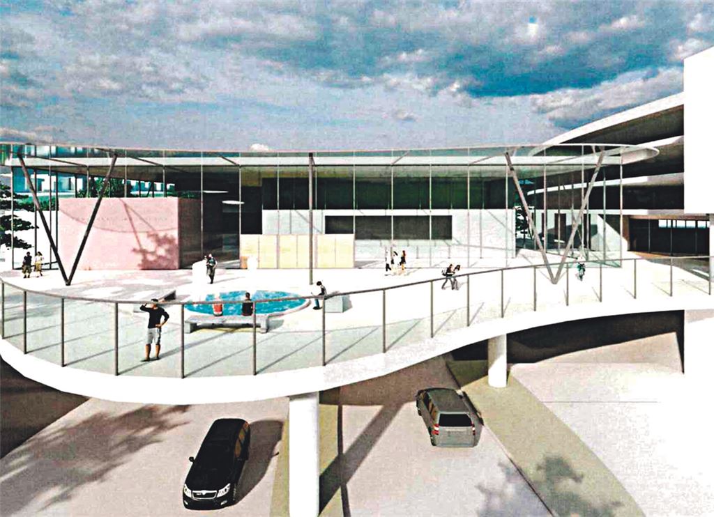 Eine Studie zum Bau einer neuen Stadthalle über der überdeckelten B10. Grafik: MESA