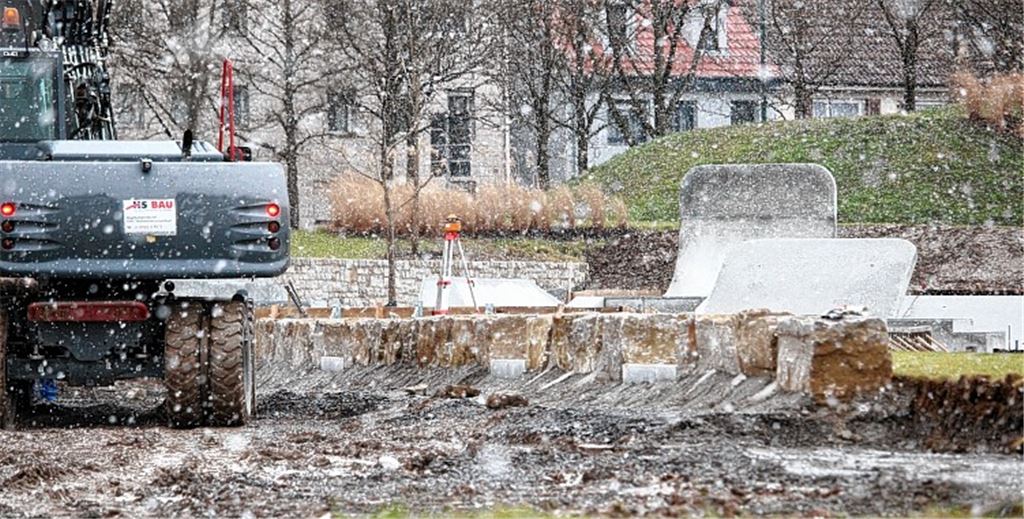 Eine der letzten Baustellen auf dem Gartenschaugelände ist der Skaterplatz auf der Mühlacker Seite.