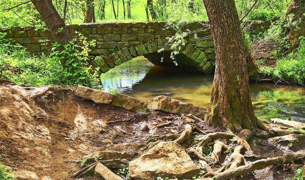 Eine idyllisch gelegene Steinbrücke im Buchenbachtal.