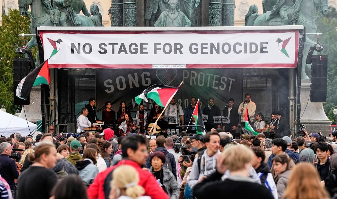Eine propalästinensische Protestaktion richtete sich gegen die Teilnahme Israels am ESC
