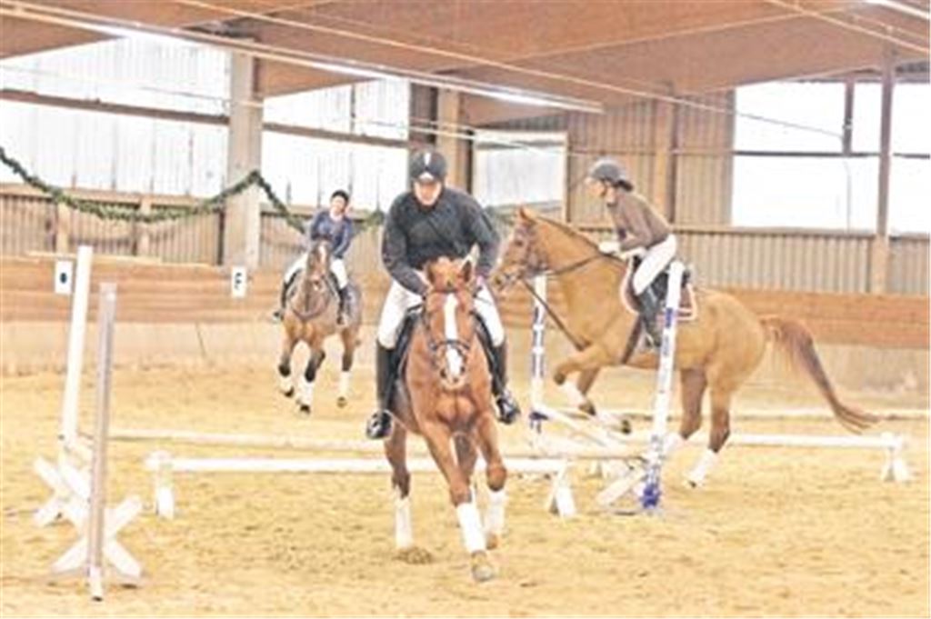 Eine temporeiche Show bieten die Reiter und Pferde des TV Mühlacker beim Weihnachtsreiten auf der Wasserhalde.
Foto: Tilo Keller