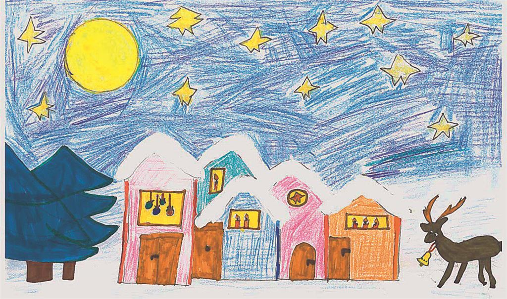 Eine wunderbare Schnee-Szene hat Elisa Pauli bei einer früheren Malaktion auf Papier festgehalten. Foto: Archiv