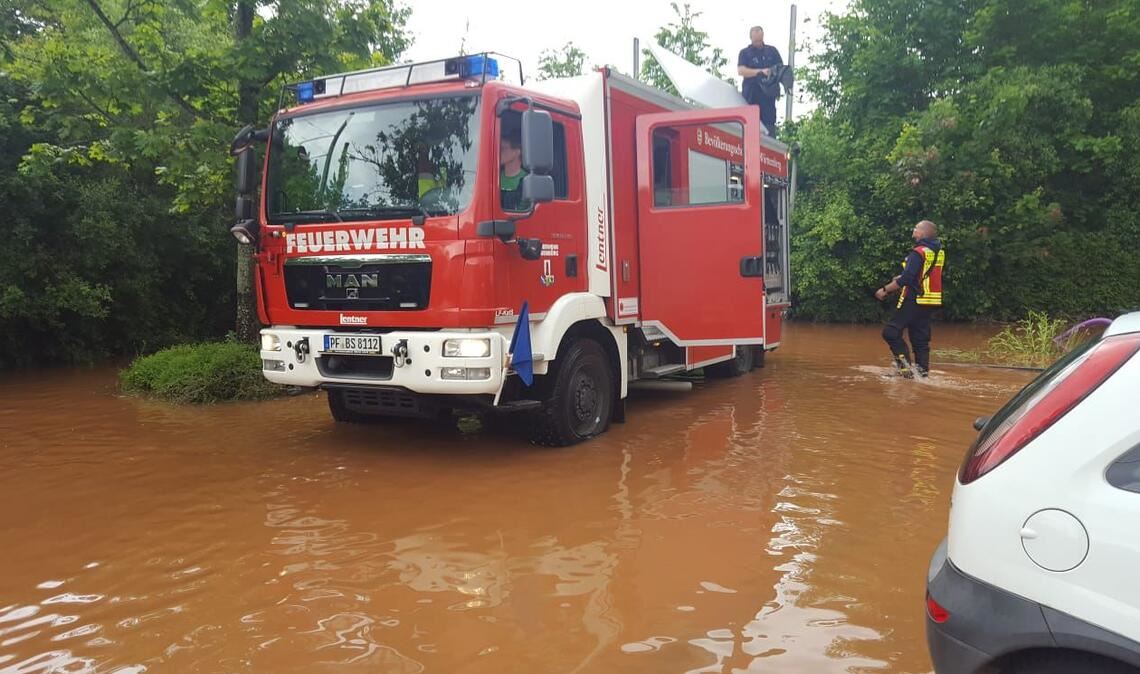 Einsatz des Hochwasserzuges Enzkreis im Saarland. Foto: Bevölkerungsschutz Enzkreis