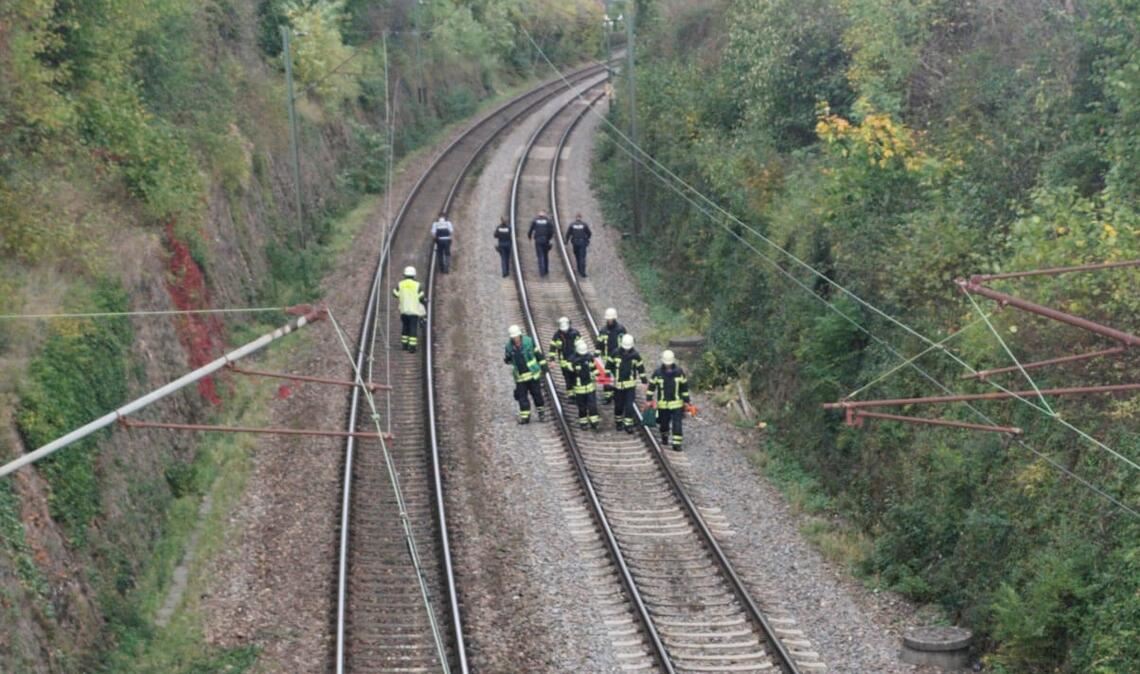 Einsatzkräfte auf der Strecke bei Eutingen. Foto: Myroshnichenko