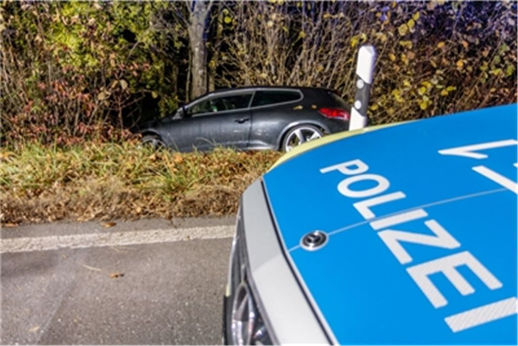 Ende eines Ausreißversuchs: Der VW schleudert von der Straße.Foto: Einsatz-Report 24