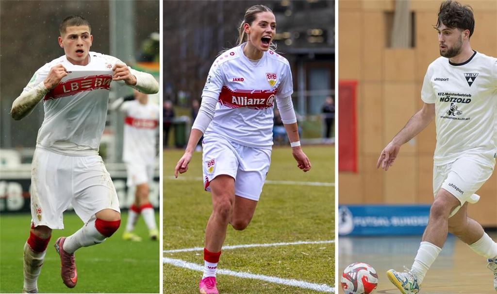 Enis (VfB, U 19), Dafina (VfB, Frauen), Hajrulla Redzepi (TSV Weilimdorf, Futsal/v.li.).