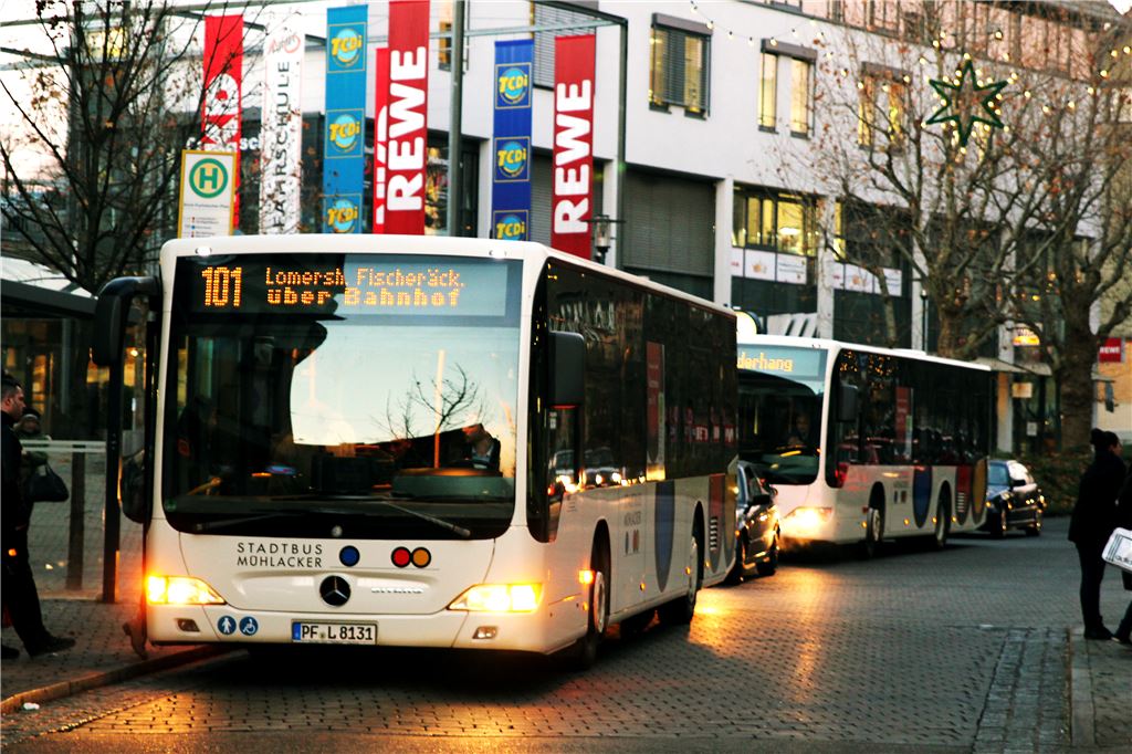 Erfolgsgeschichte: Seit zehn Jahren gehört der weiße Stadtbus mit seinem markanten Logo zum Mühlacker Stadtbild. Die Fahrzeuge gehören der Firma Engel, die im Auftrag der Stadtwerke fährt.  Foto: Kollros