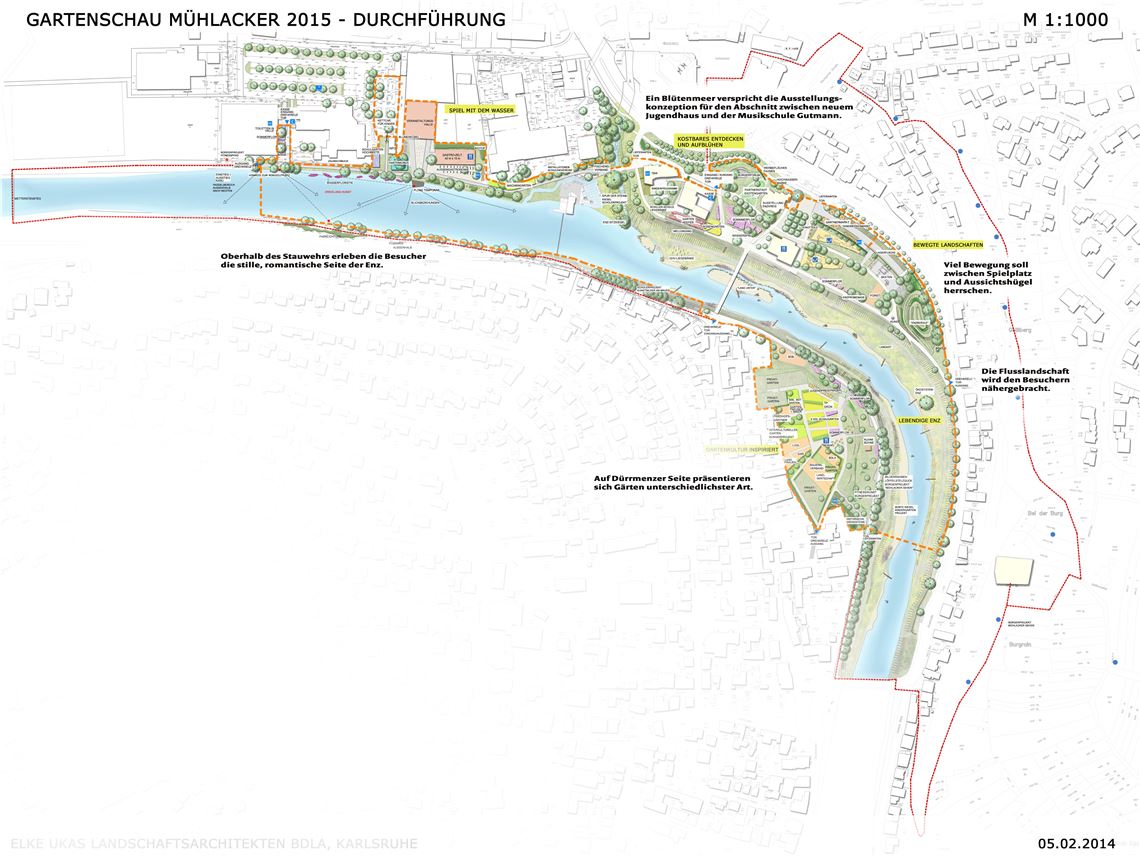 Erster gedanklicher Rundgang über das Gartenschau-Gelände: Fünf Teilabschnitte sollen den Besuchern Abwechslung bieten.