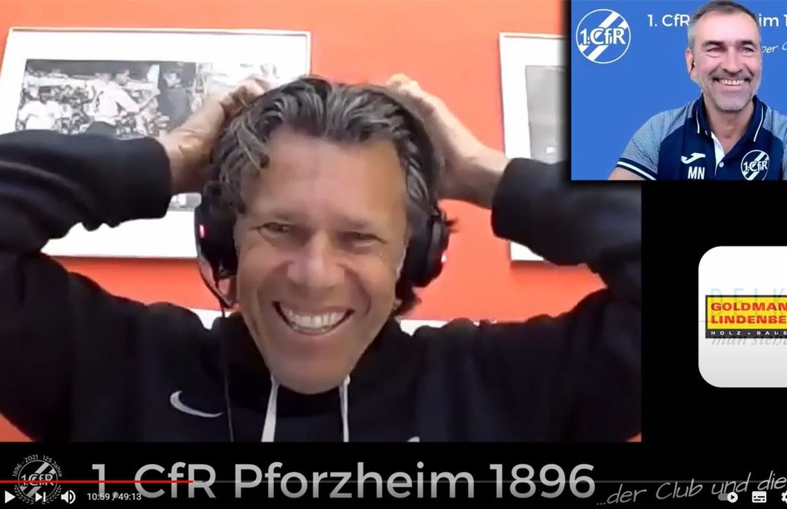 Ex-Schiri Urs Meier zu Gast im CfR-Podcast Ex-Schiedsrichter Urs Meier (li.) spricht mit dem CfR-Vorstand Marco Nabinger im Podcast über allerlei Themen.Foto: Screenshot