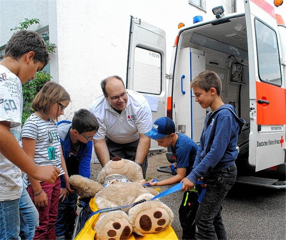 Kinder leisten Erste Hilfe für „Mister Bär“