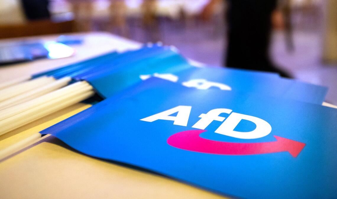 Fähnchen mit dem Logo der AfD.