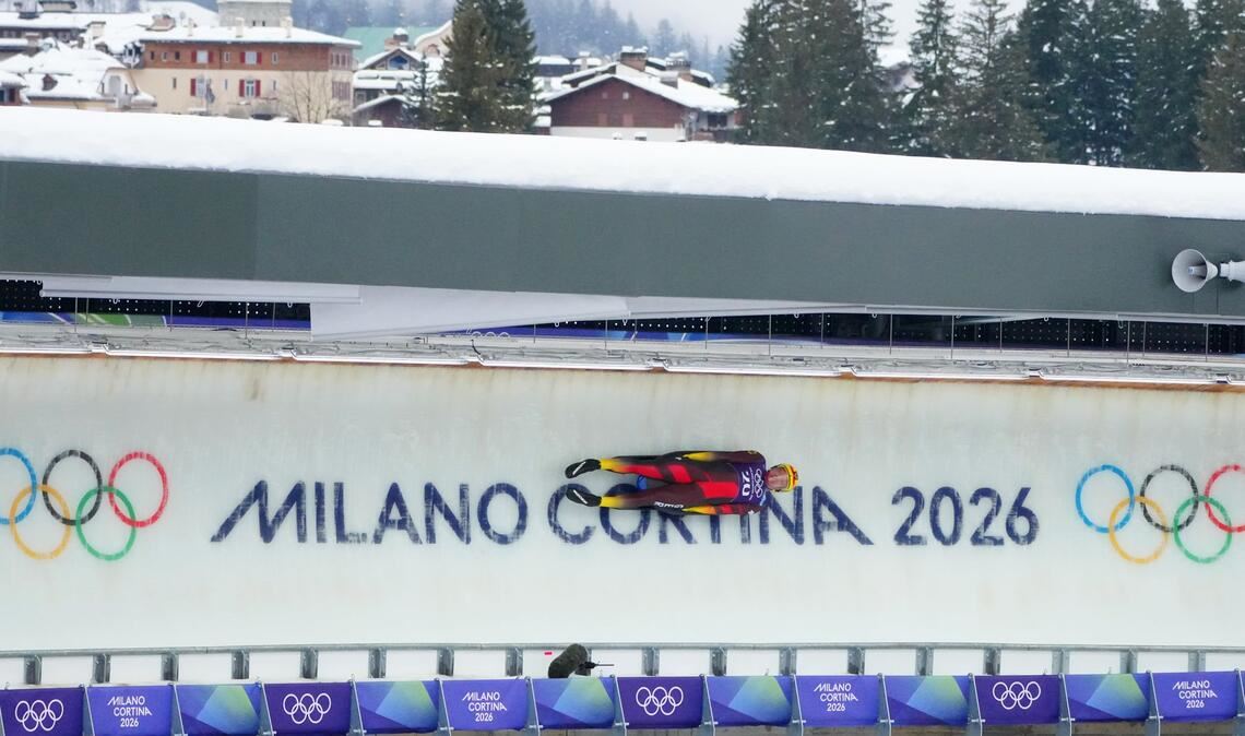 Felix Loch auf der Olympiabahn von Cortina d’Ampezzo.