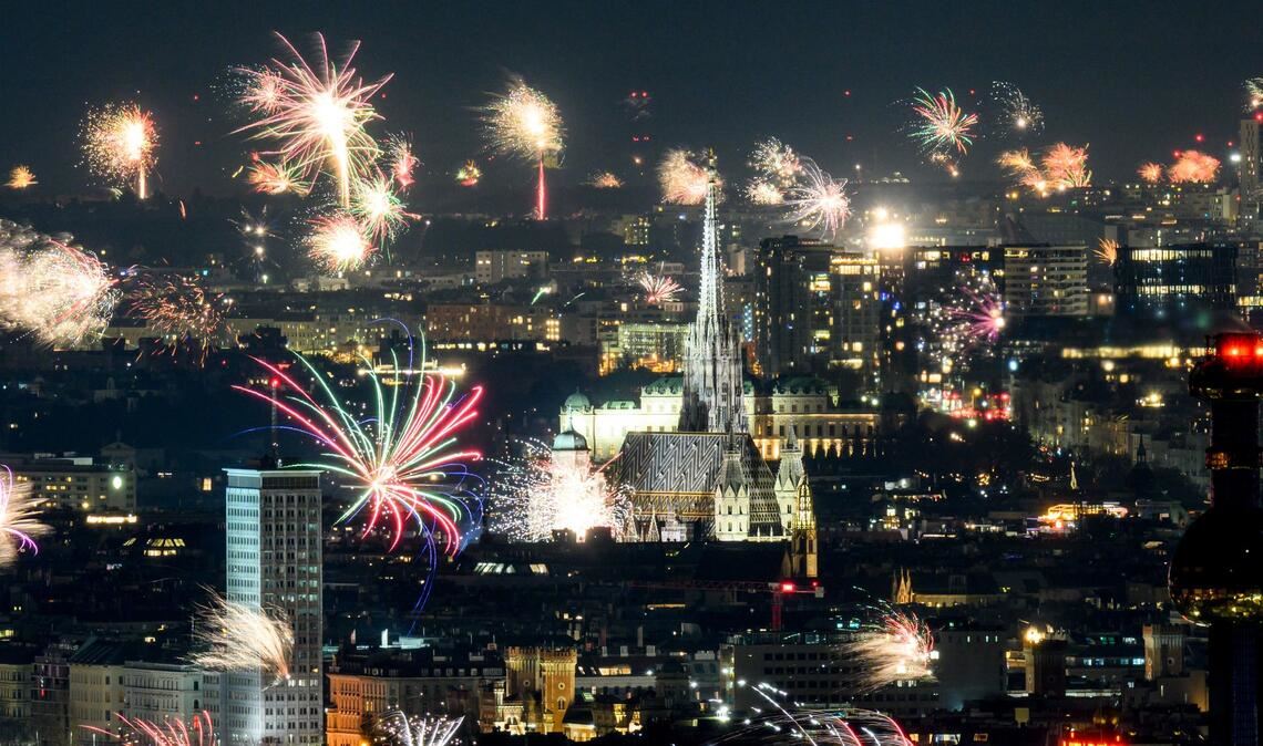 Feuerwerk über Wien zum Jahreswechsel.