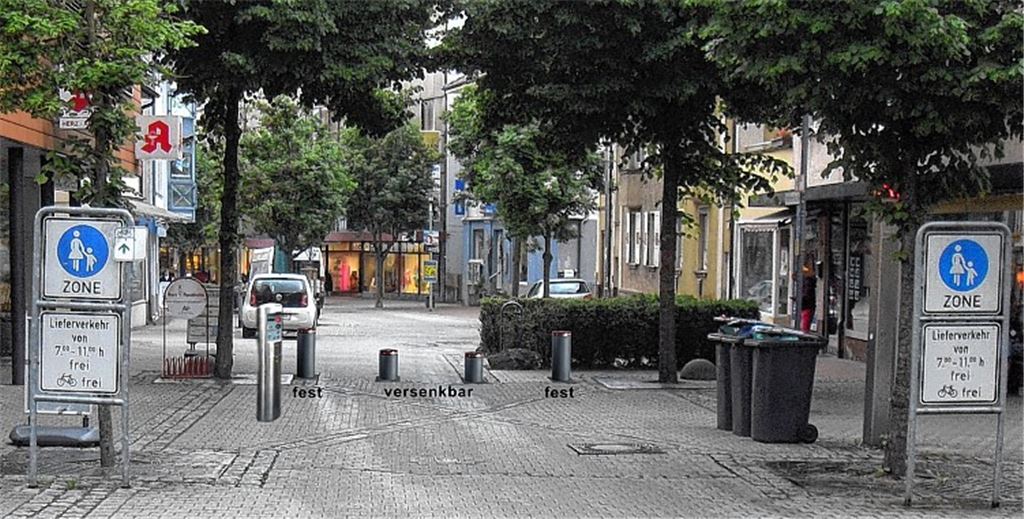 Fotomontage: eine mögliche Ansicht nach dem Einbau der Polleranlage.