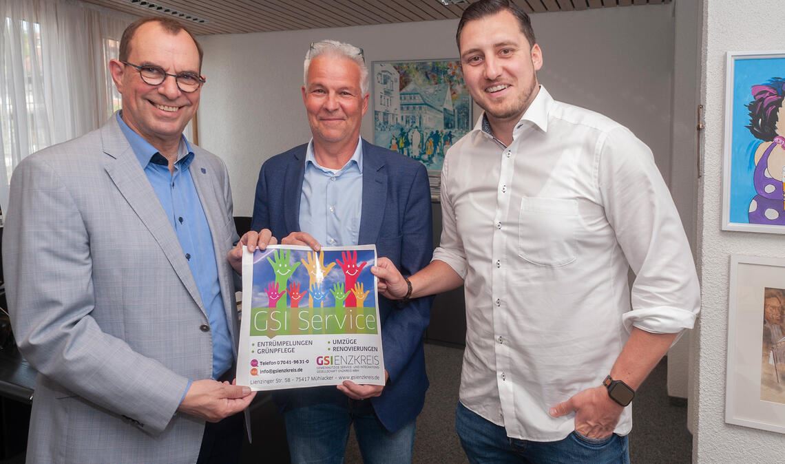 Frank Schneider, Wilhelm Eschbach und Mirko Elinger (v.li.) wollen, dass die GSI in Mühlacker bleibt. Foto: Fotomoment