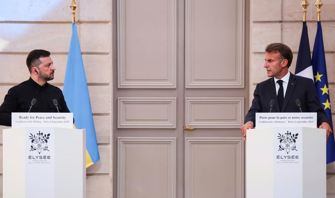Frankreichs Präsident Macron und sein ukrainischer Kollege Selenskyj hielten eine Pressekonferenz ab.