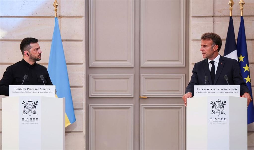 Frankreichs Präsident Macron und sein ukrainischer Kollege Selenskyj hielten eine Pressekonferenz ab.