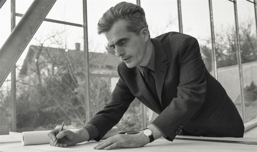 Frei Otto in seinem Atelier in Warmbronn (circa 1969)